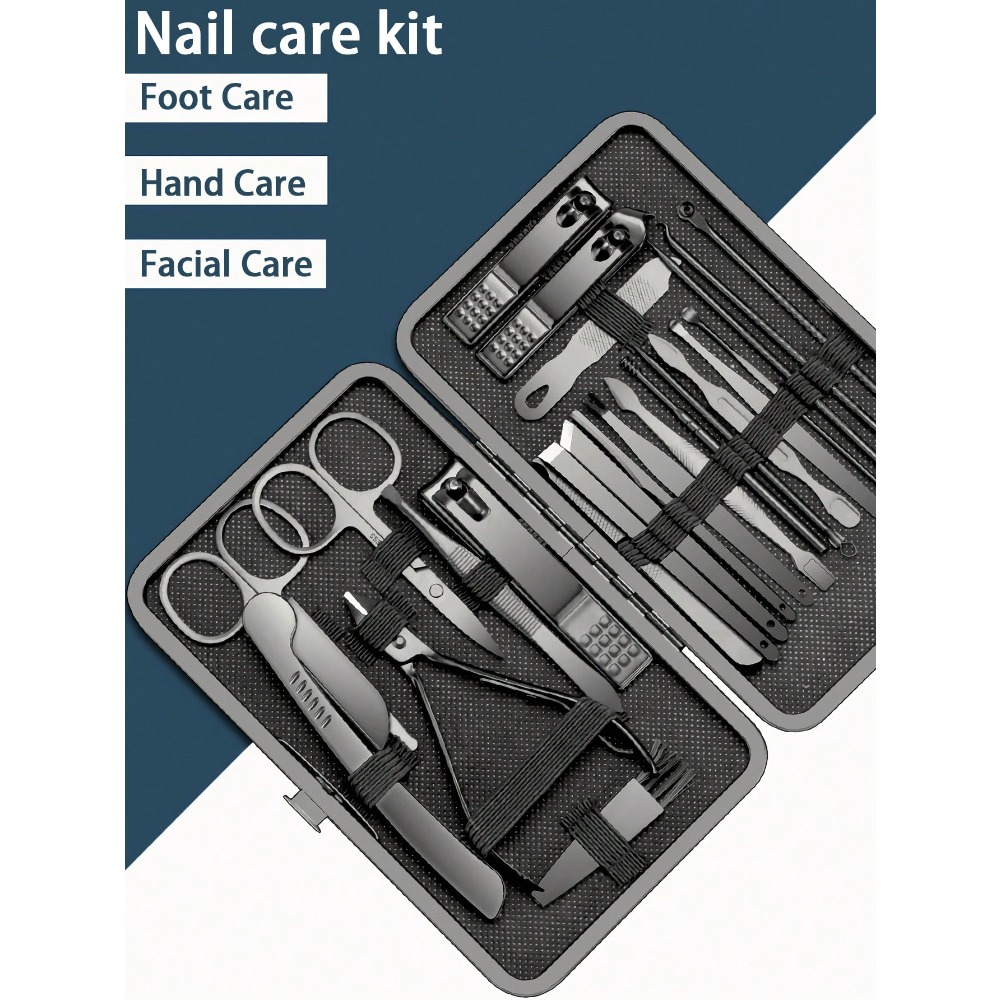 Mens Grooming Kit Case - Manicure Set, Stainless Steel Professional Nail