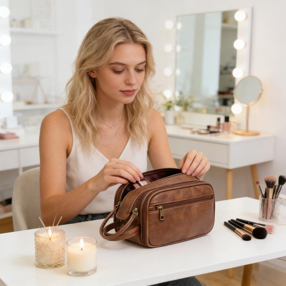 Travel Makeup Bag Faux Leather - Men'S Grooming Organizer incelemesi ve fiyatı